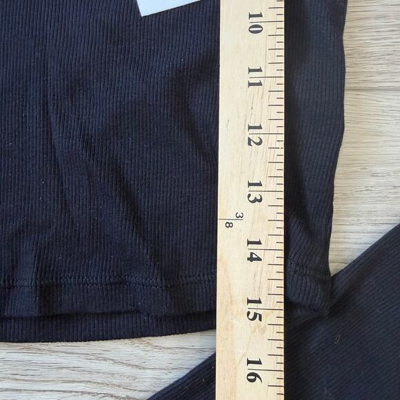 Cotton Citizen Revolve Veronica Casual Long Sleeve Ribbed Crop Tee Black XS - Picture 3 of 4